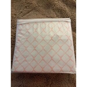 OCM Twin XL Sheet Set Microfiber Pink White Geometric Lattice 3 Piece Dorm New